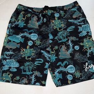 NWT LRG Men’s Hot Tub Swim Trunks Board Shorts Black Underwater Theme S (30-33)